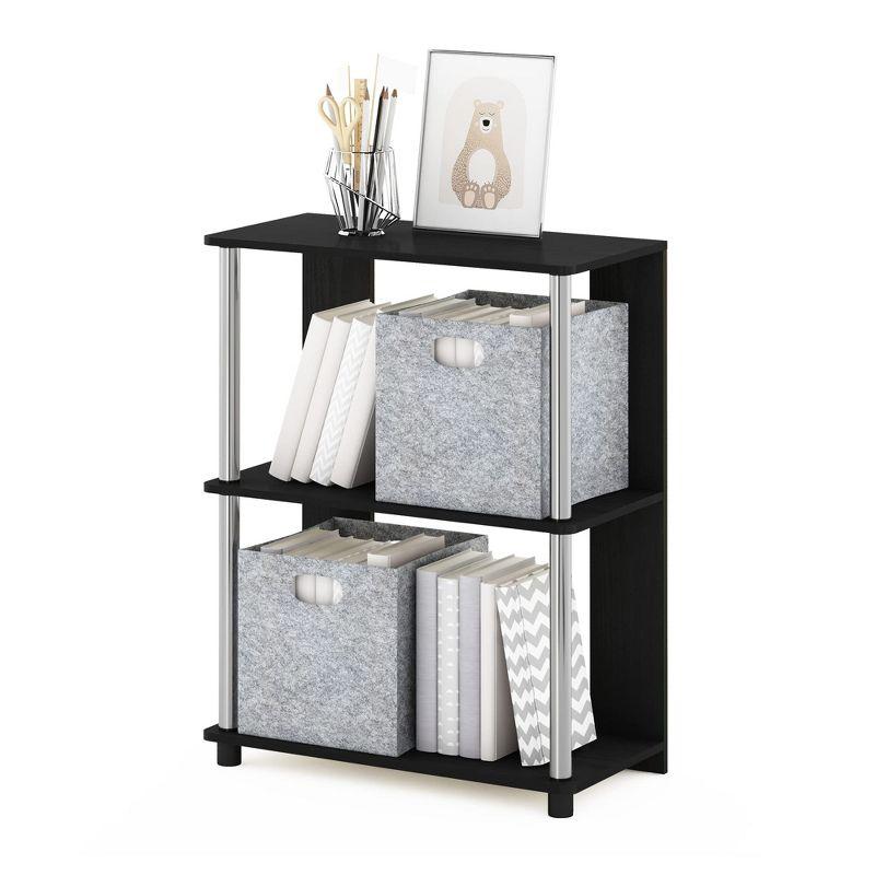 Jaya Simple 3-Tier Bookcase in Americano with Chrome Accents