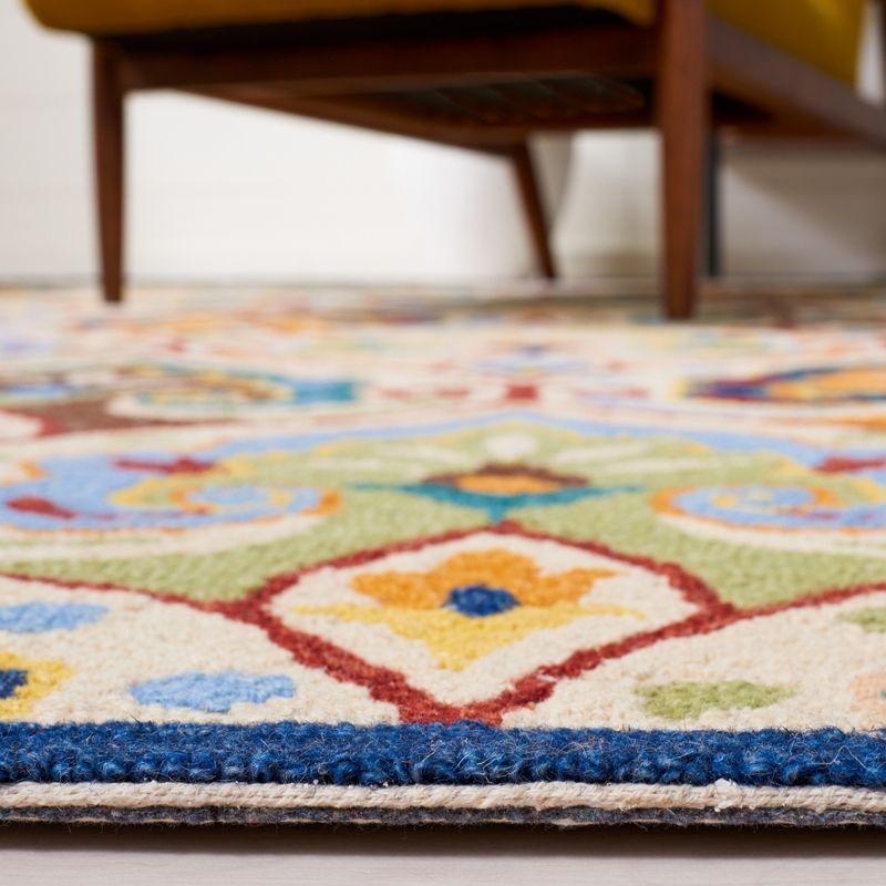 Elegant Blue Floral Hand-Tufted Wool Area Rug - 4' x 6'