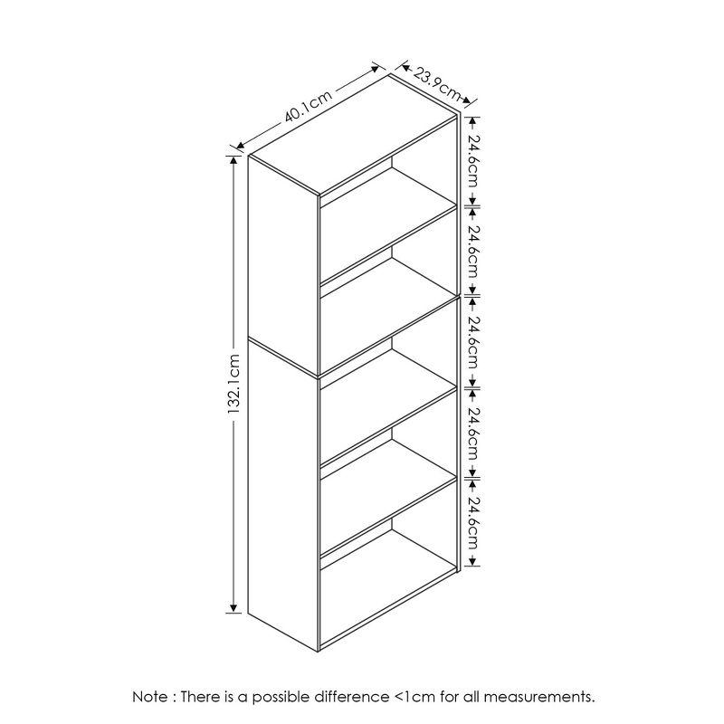 Contemporary 5-Tier Laminated Wood Bookcase in White & Pink