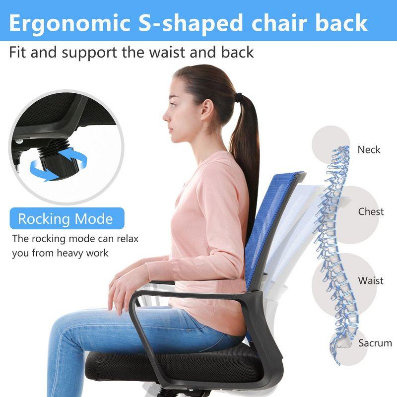 FDW Home Office Chair Mid-Back Mesh Computer Chair Lumbar Support Comfortable Executive Adjustable Chair with Armrests