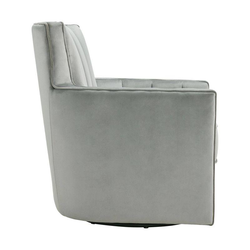 Contemporary Royale Gun Metal Velvet Swivel Accent Chair