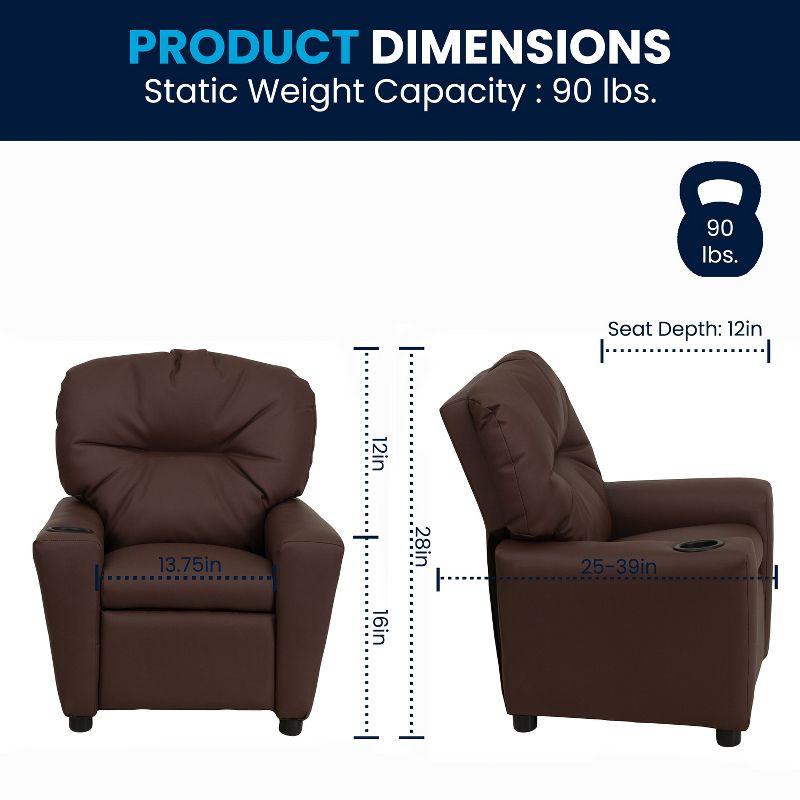 Flash Furniture Chandler Contemporary Brown LeatherSoft Kids Recliner with Cup Holder