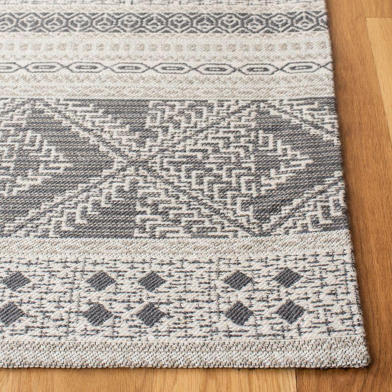 Reversible Gray Synthetic Flat Woven Rug 6' x 9'