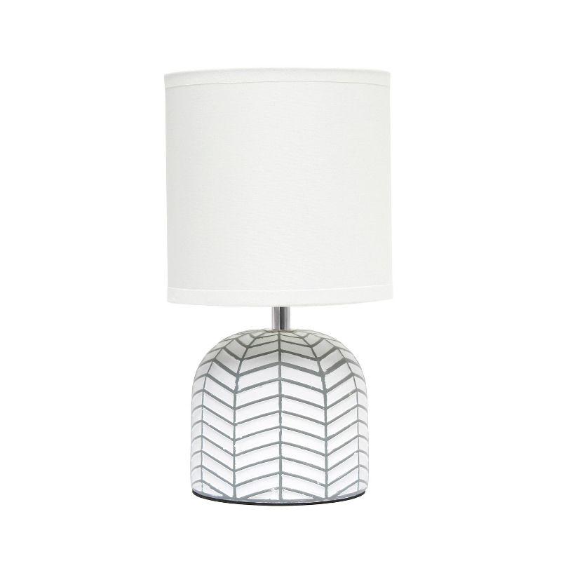 10.43" Petite Contemporary Webbed Waves Base Bedside Lamp with White Drum Shade - Simple Designs: ETL Listed, No Assembly Required