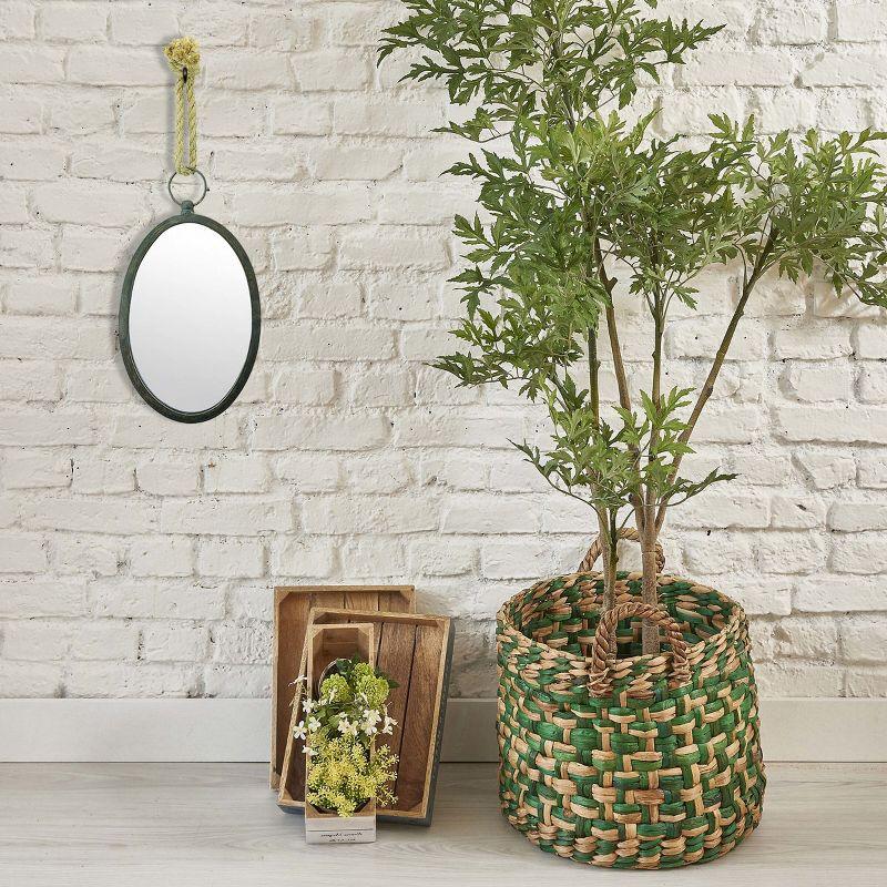 Large Oval Metal Wall Mirror with Rope Hanging Loop - Stonebriar Collection: Farmhouse Style, No Assembly Required