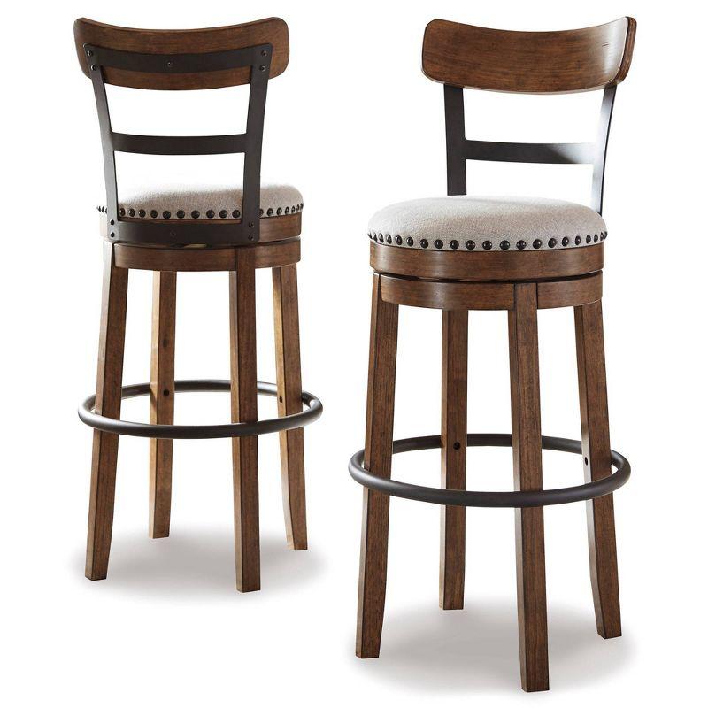 Tall Valebeck Upholstered Swivel Barstool Brown - Signature Design by Ashley: Kitchen Counter Height, Rustic Style