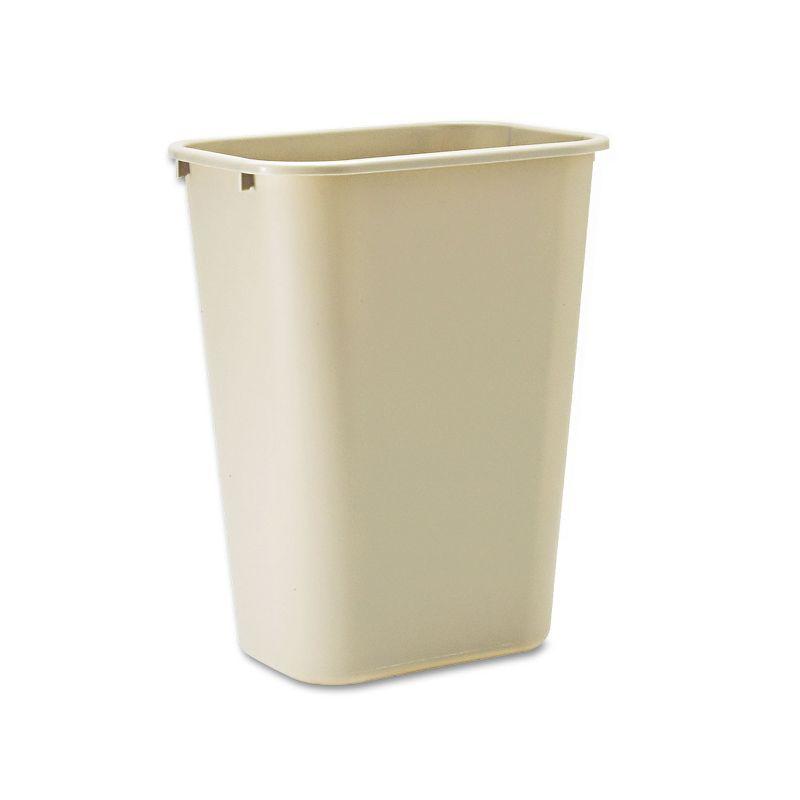 Beige Rectangular Plastic Office Wastebasket 10.25 Gallon