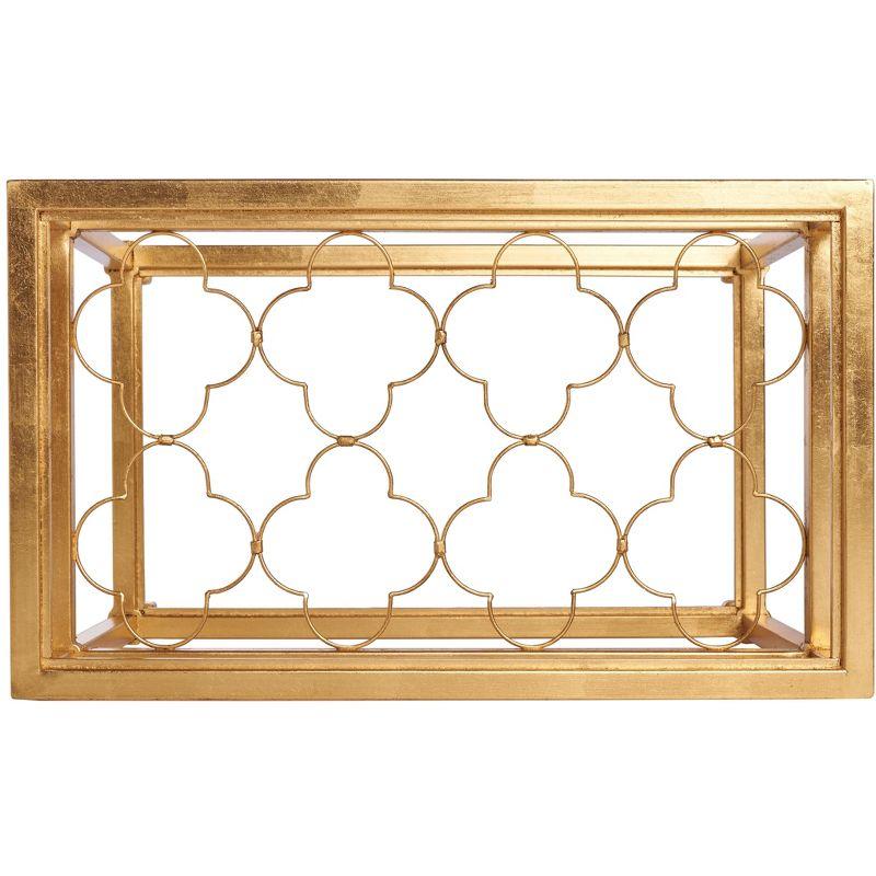 Hanzel Gold Leaf Glass Side Table - AMH8312A - Gold/Glass - Safavieh Couture