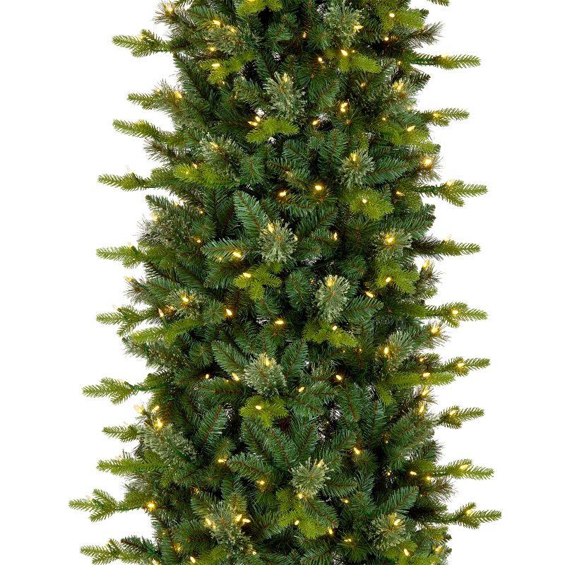 7.5' Prelit Pencil Slim Hinged Feel Real Prancer Fir Artificial Christmas Tree Clear Lights - National Tree Company