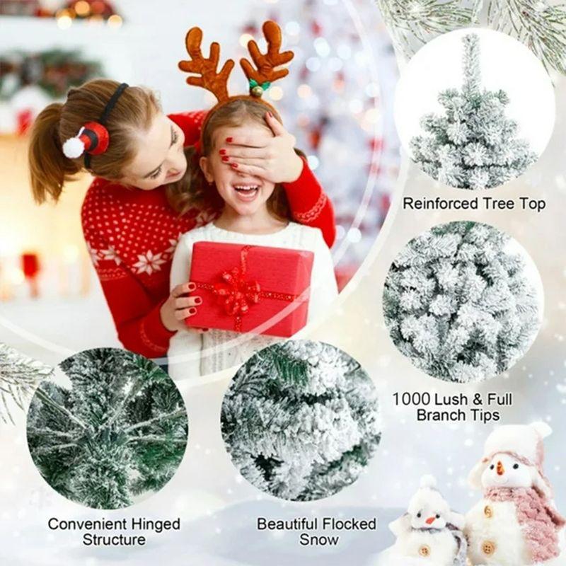 Best Choice Products Snow Flocked Christmas Tree, Premium Holiday Pine Branches, Foldable Metal Base