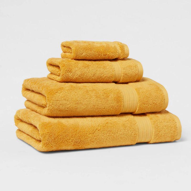 Total Fresh Antimicrobial Oversized Bath Towel Gold - Threshold™: 100% Cotton, Low Lint, Heavyweight Terry Bath Sheet