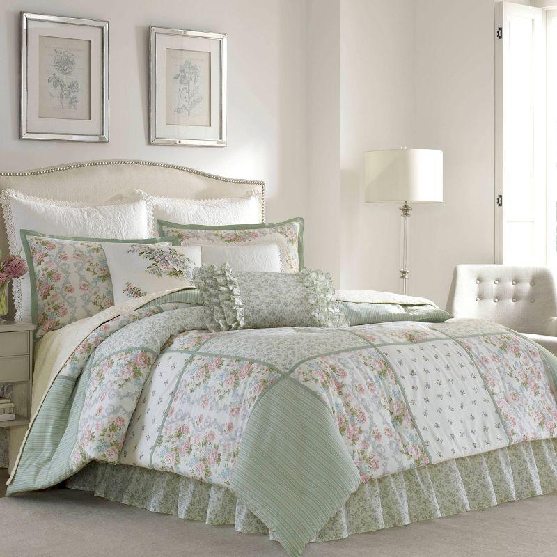 Laura Ashley Harper Green Cotton Comforter Set & Reviews | Wayfair
