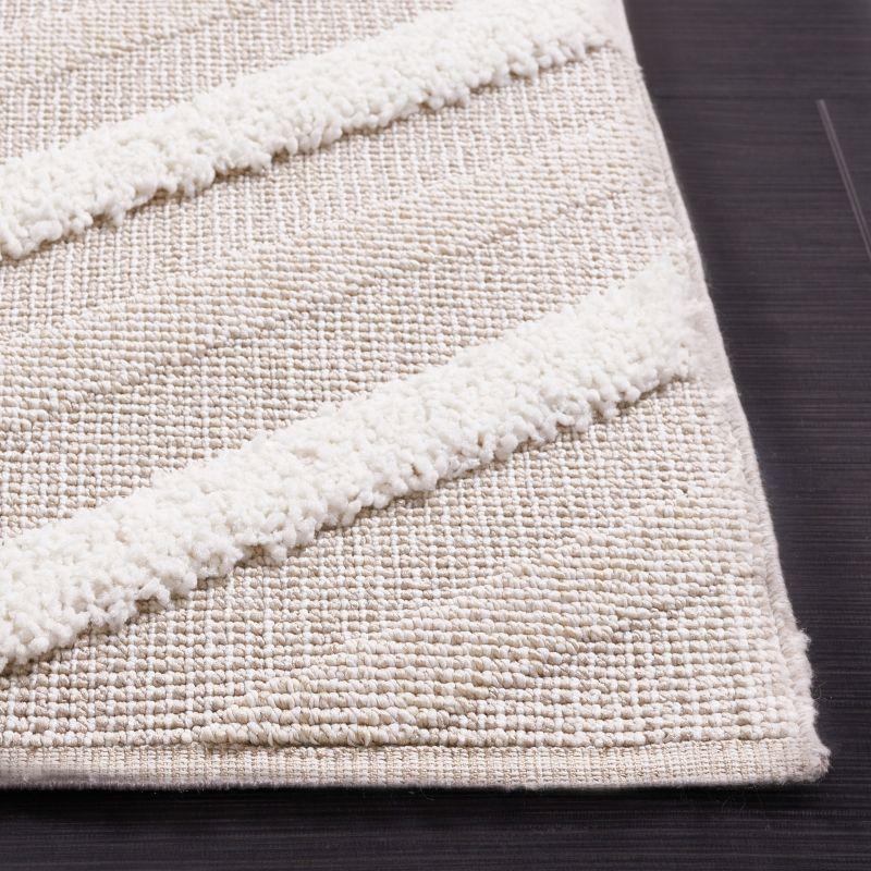 Ivory Geometric Flat Woven Synthetic Area Rug