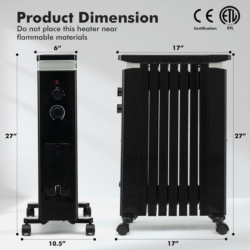 Costway 1500W Oil Filled Radiator Heater Electric Space Heater w/ Humidifier White\Black