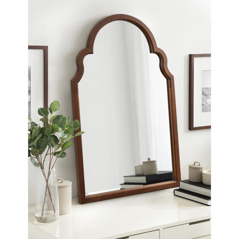 Kate and Laurel Hogan Wood Arch Mirror, 24x36, Walnut Brown
