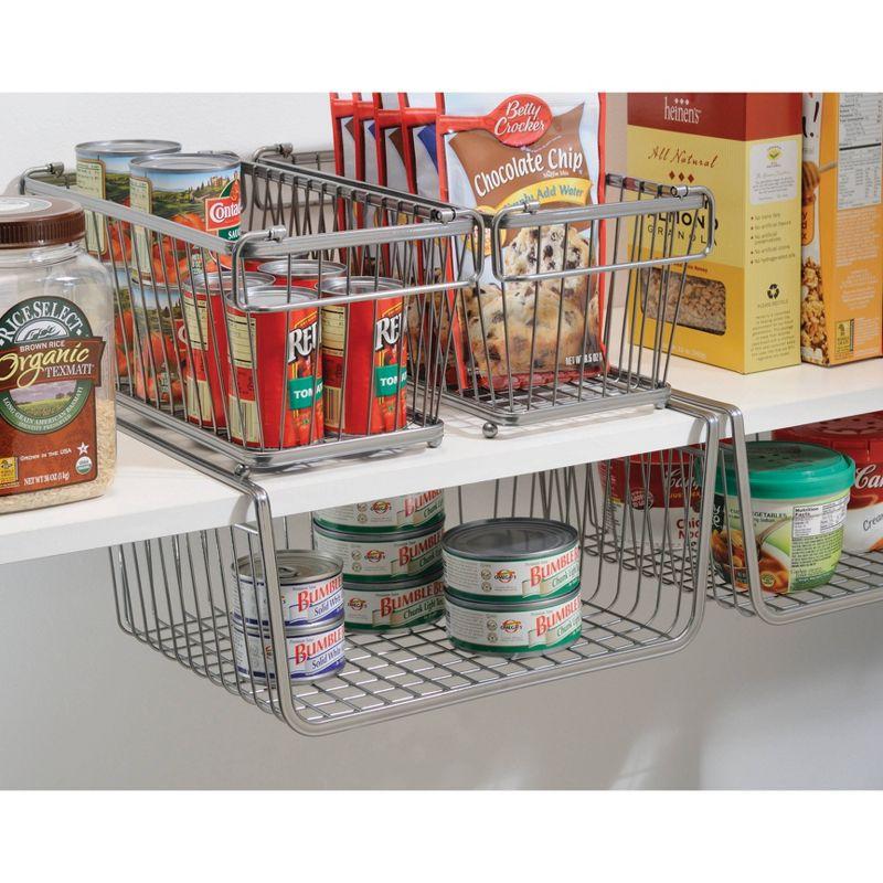 iDESIGN York Lyra Steel Wire Under Shelf Kitchen and Pantry Storage Basket Silver: Metal Organizer, 13x10x6 Inches