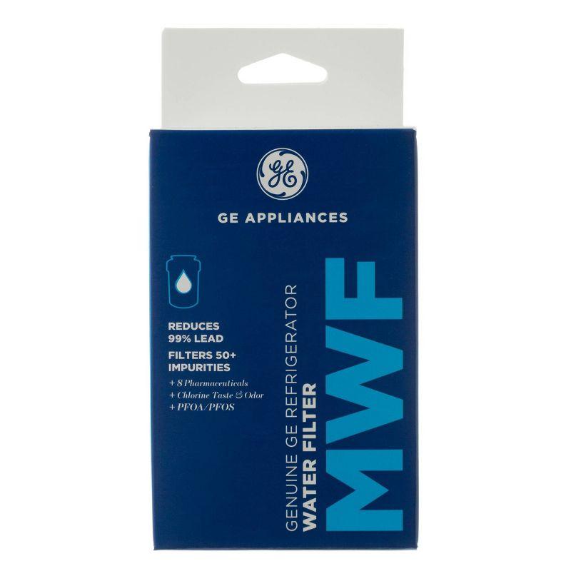 GE Appliances MWF Replacement Refrigerator Water Filter: Filters Lead, Asbestos, Chlorine, Pesticides, 1-Year Warranty