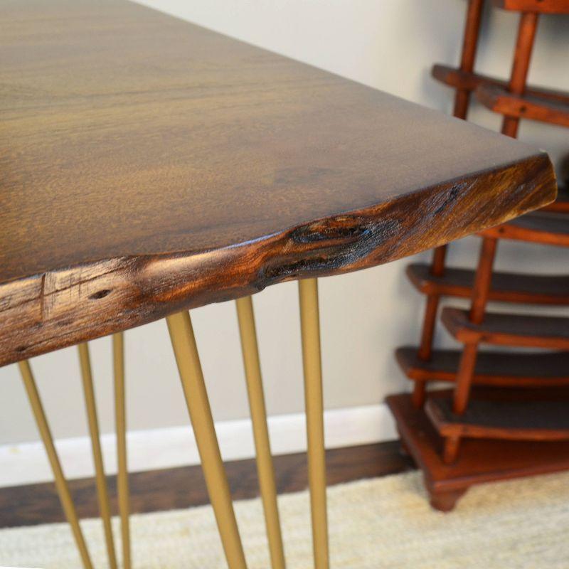 Carolina Living Carolina Living Langdon Live Edge Console Table Elm/Gold: Acacia Top, Metal Frame, Non-Toxic Finish