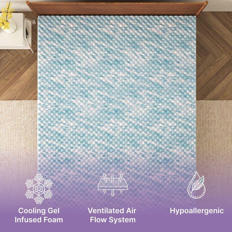 Twin Blue Gel Eggcrate Memory Foam Mattress Topper