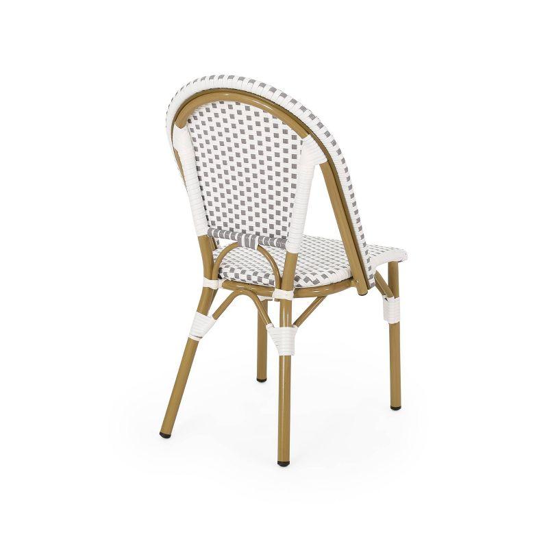 Christopher Knight Home Elize 4pk Outdoor French Cafe Chairs - Gray/White/Bamboo