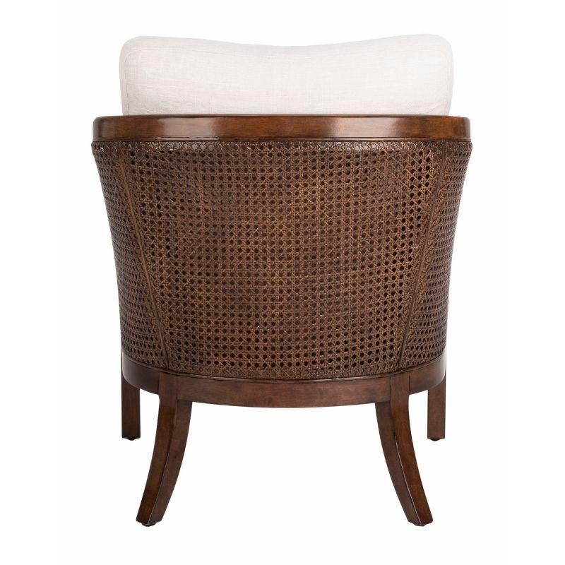 Caruso Transitional Oatmeal Leather Barrel Chair with Walnut Wood