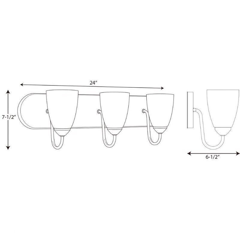 Progress Lighting Gather 3-Light Bath Bracket, Brushed Nickel, Etched Glass Shades