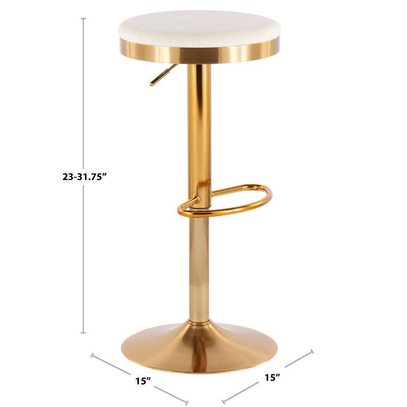 Set of 2 Dakota Glam Adjustable Barstools: Swivel, Footrest, Steel/Faux Leather - LumiSource