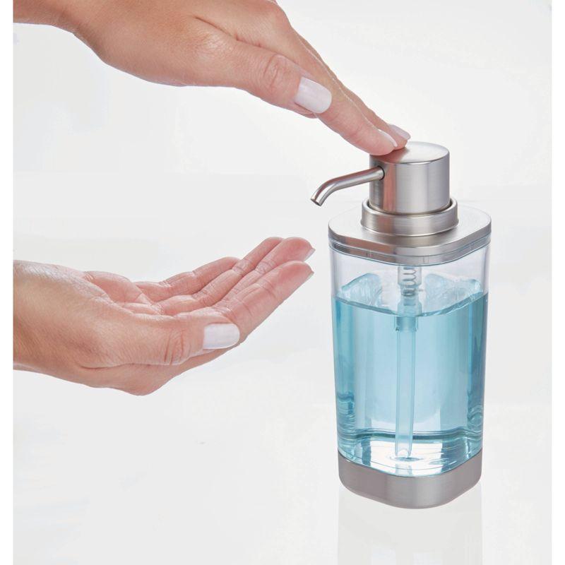 iDesign iDesign Hand Soap Dispenser - Refillable Liquid Soap Dispenser, Clear/Brushed Nickel