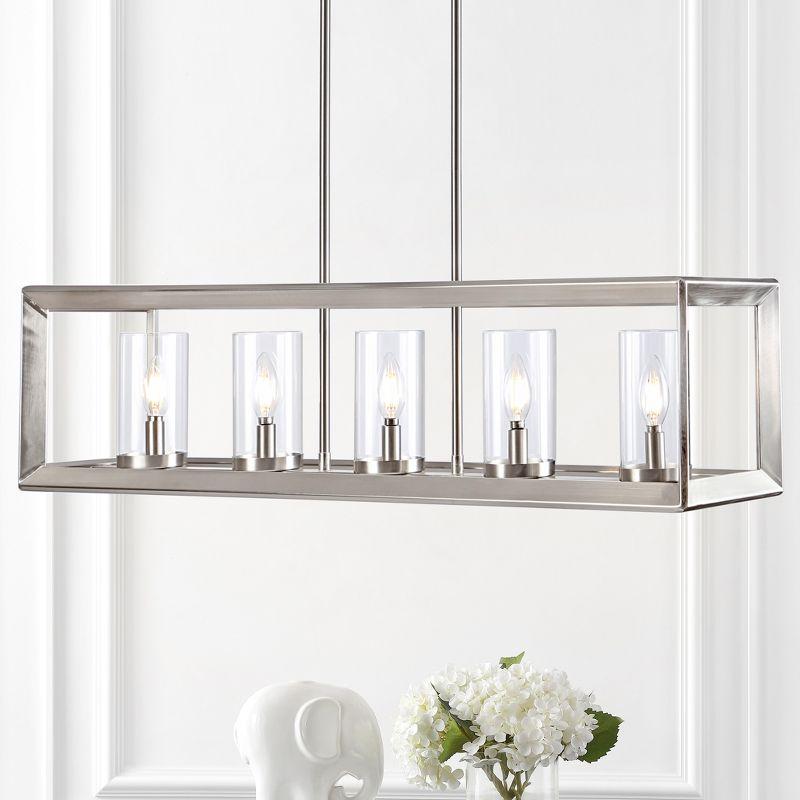 Anna 38.5" Nickel Linear 5-Light LED Glass Pendant