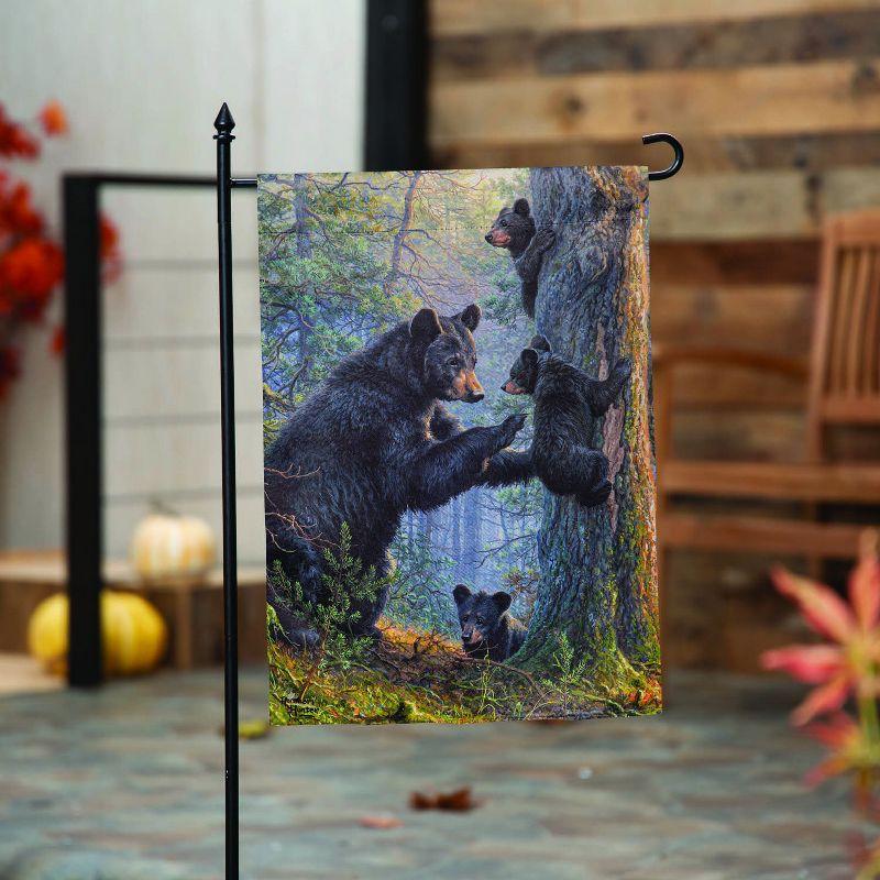 Evergreen Bear Family Suede Garden Flag 12 x 18 Inches Indoor Outdoor Decor