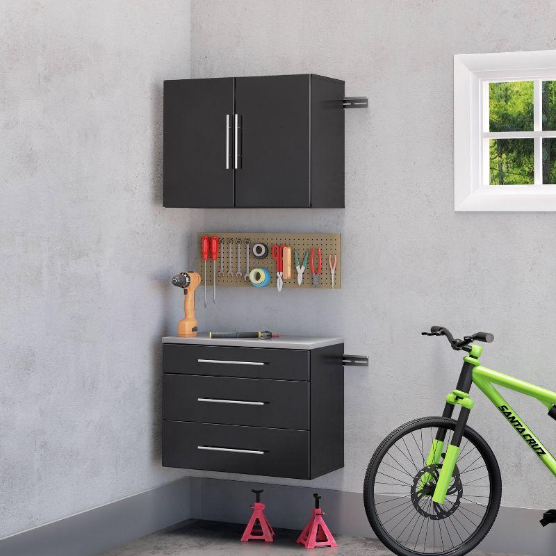 Versatile Wall-Mounted Black Laminated Composite Wood 3-Drawer Cabinet