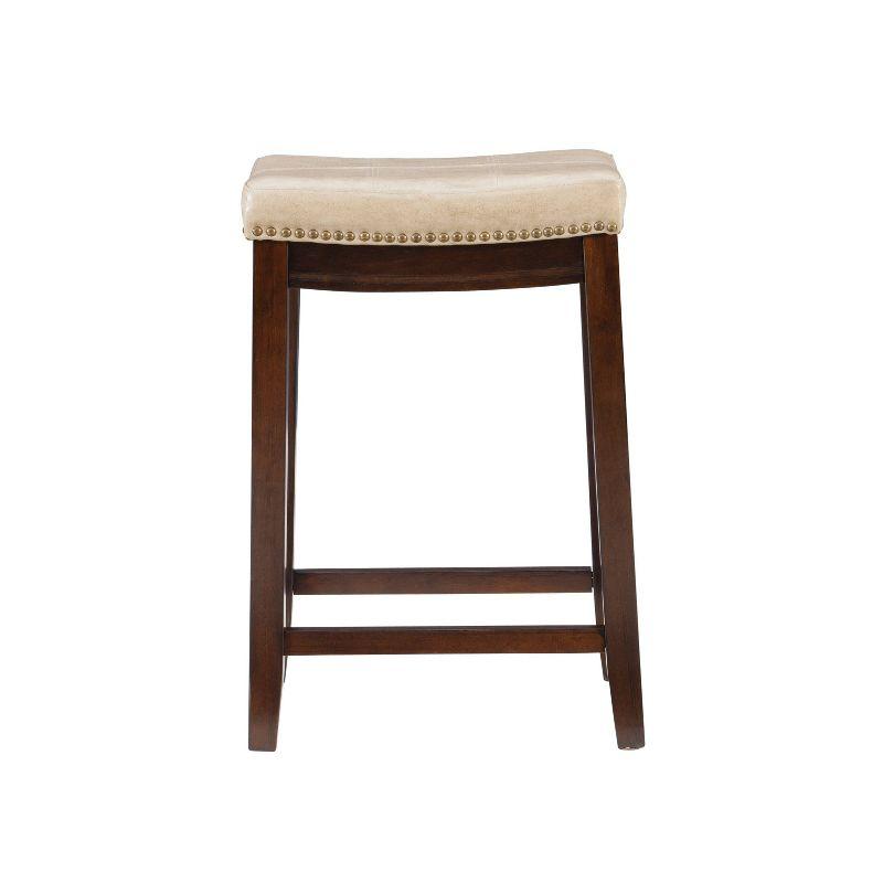 3pc Claridge Backless Stools Counter Height Dining Set Brown/Beige - Linon: Rubberwood, Padded Seat, Nesting Design