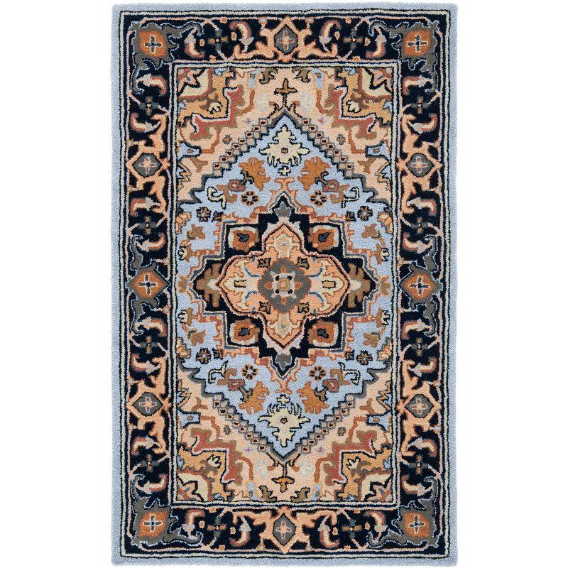 Elegance Hand-Tufted Wool Rectangular Rug in Blue and Light Brown