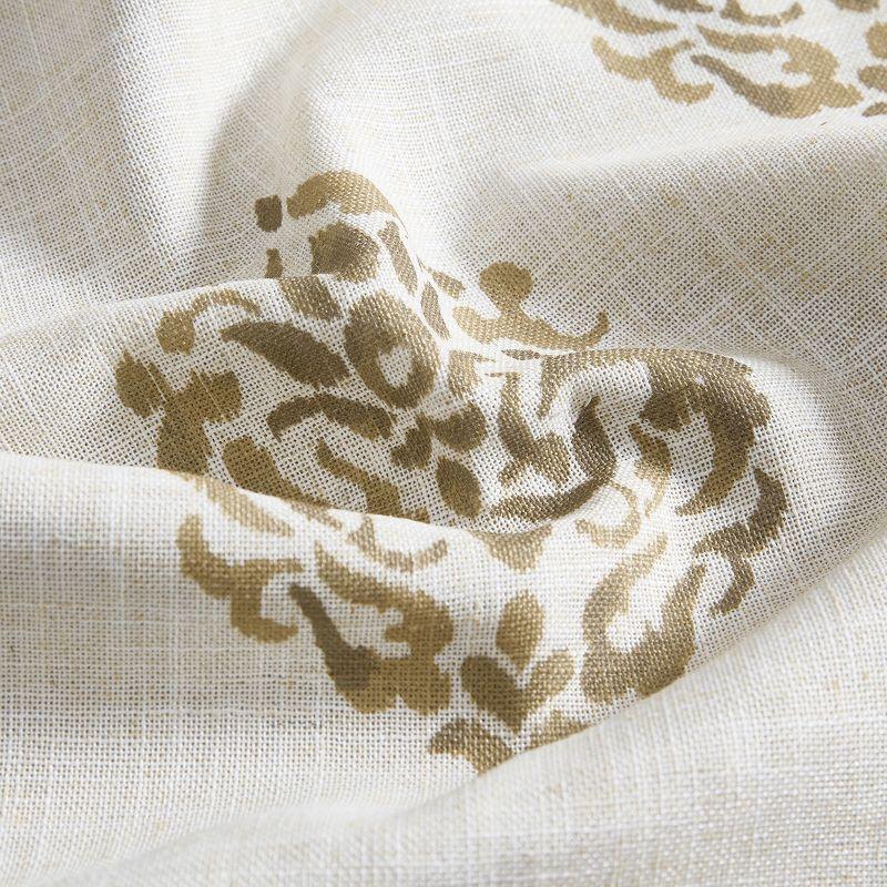 Navara Medallion Room Darkening Single Window Curtain Panel - 52" x 95" - Natural - Elrene Home Fashions