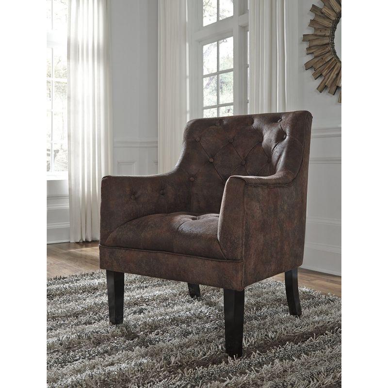 Mahogany Brown Faux Leather French Country Accent Chair