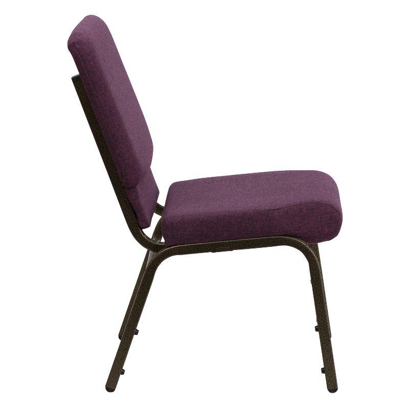 Flash Furniture HERCULES Series 18.5''W Stacking Church Chair in Plum Fabric - Gold Vein Frame