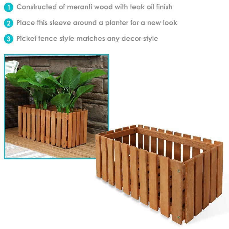 Sunnydaze Outdoor Rectangle Meranti Wood Picket Style Planter Box for Flowers, Herbs, Vegetables and Plants - 24" W - Brown