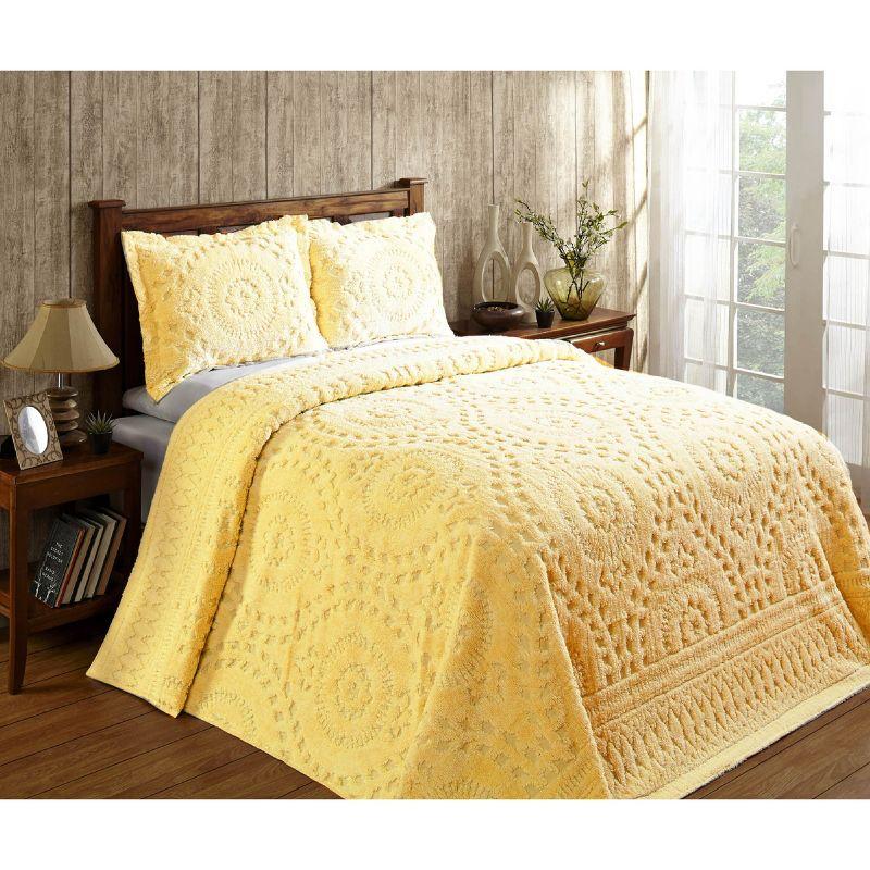 Luxurious Sunshine Yellow 100% Cotton King-Sized Reversible Bedspread