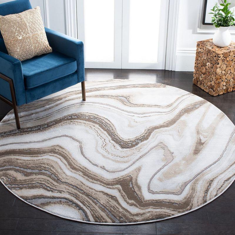 Craft CFT819 Loomed Indoor Area Rug - Gold/Grey - 4'x4' Round - Safavieh