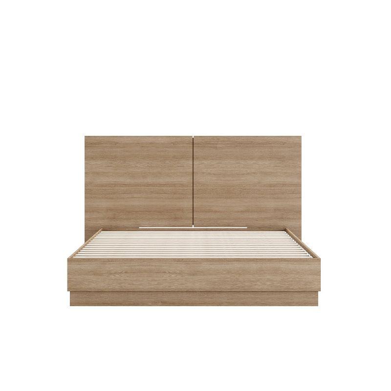 Nexera Queen Milano Platform Bed with Headboard Brown Oak