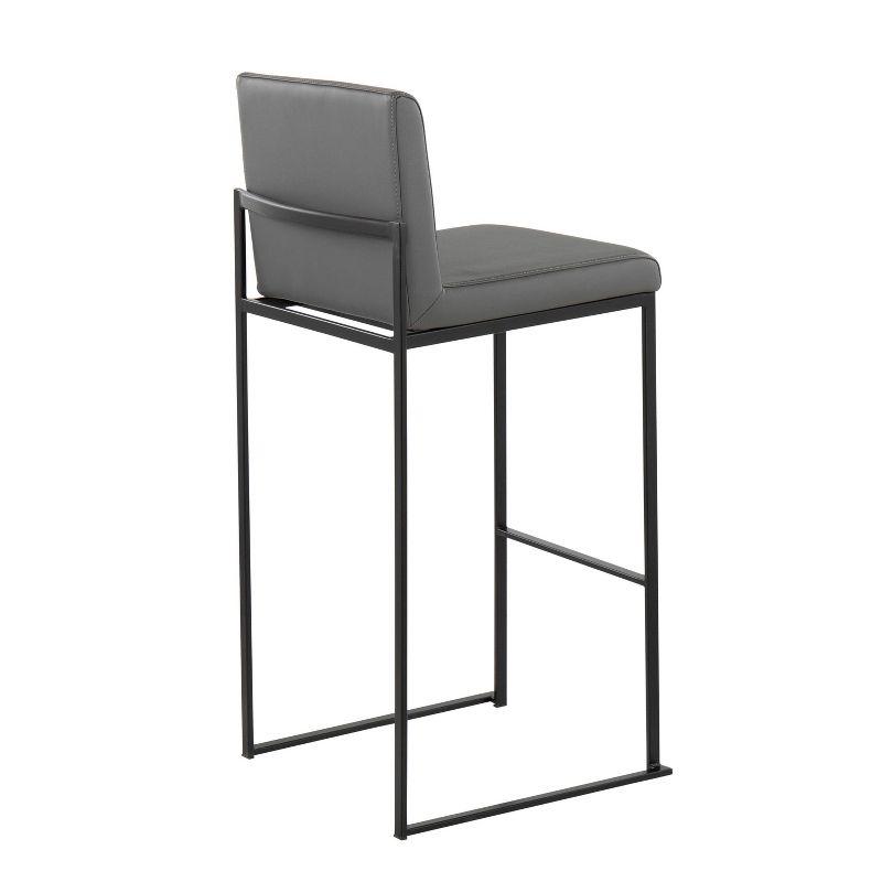 Set of 2 FujiHB PU Leather/Steel Barstools Black/Gray - LumiSource: Kitchen Counter Stools, Fixed Height