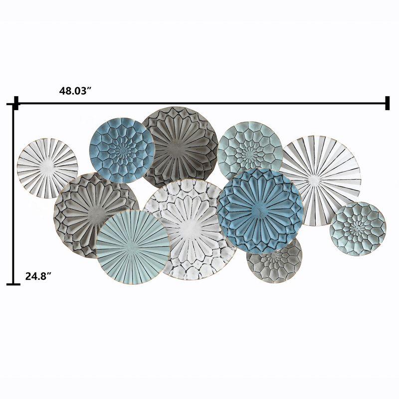 LuxenHome Multi-Color Metal Floral Layered Plates Wall Decor Multicolored