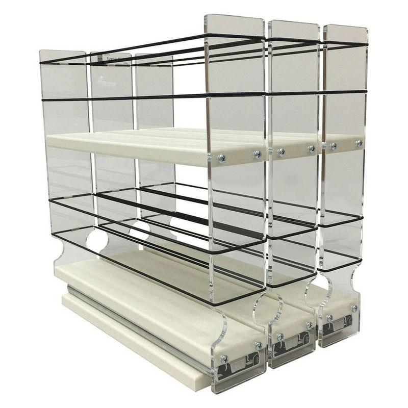 Vertical Spice 10.60 x 6.90 x 10.75 Inch Spice Rack Cabinet Mounted Organizing Drawer with 2 Tiers, 3 Individual Drawers, and Flex Sides, Cream