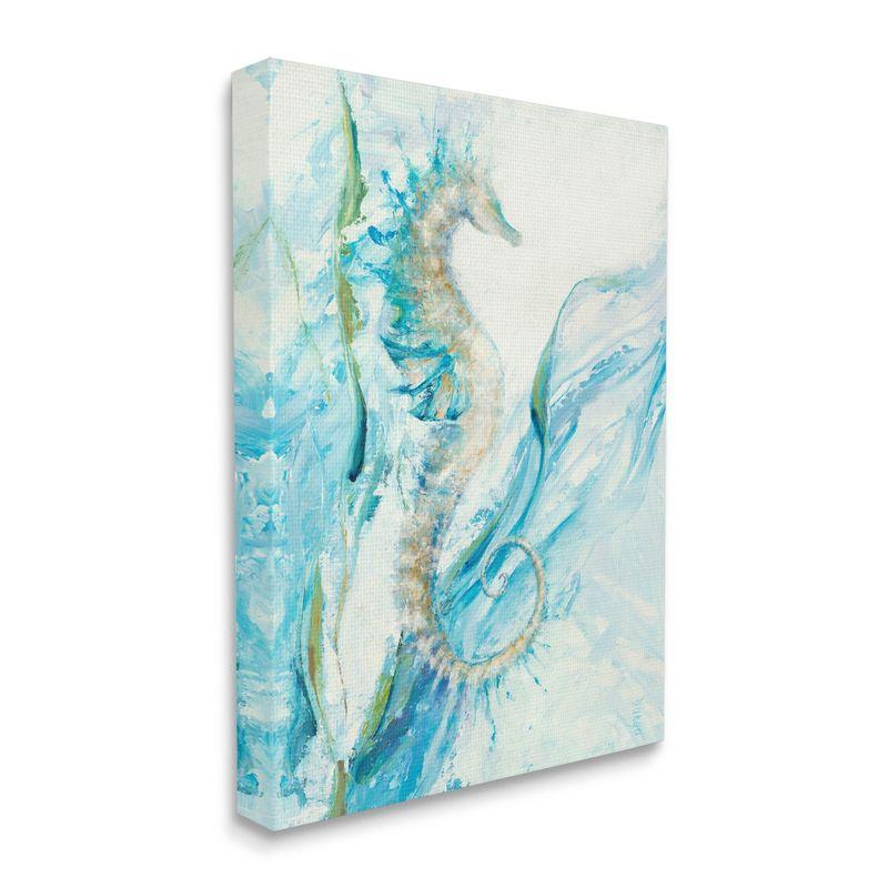 Nautical Seahorse Blue Ocean Canvas Wall Art, 16x20