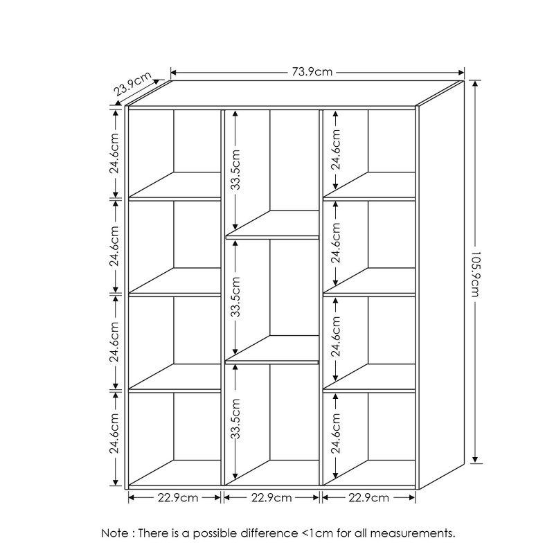 Furinno 3-tier Open Bookcase 11-Cube Floor Standing Storage Shelves Display Cabinet,Blue