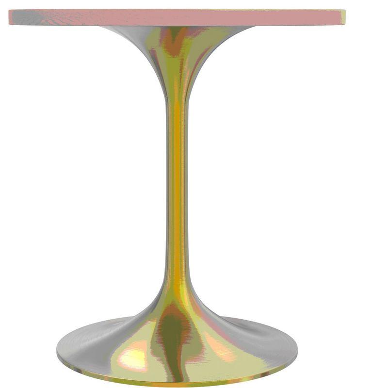 LeisureMod Verve 27" Round Dining Table - MDF Wood Top with Brushed Gold Pedestal Base Accent Side Table for Kitchen and Home