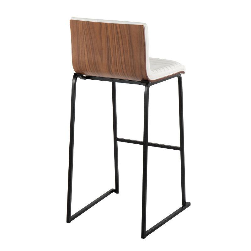 LumiSource 30" Mason Mara Fixed Height Barstools Black Walnut Wood/White PU Leather