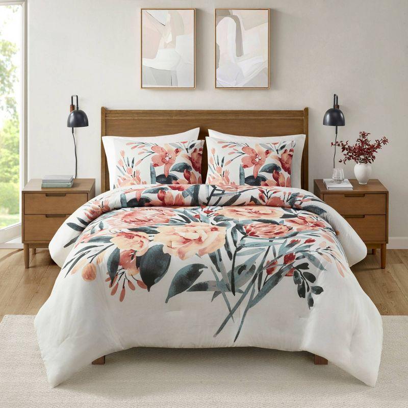 Dahlia 3 Piece Floral Cotton Comforter Set