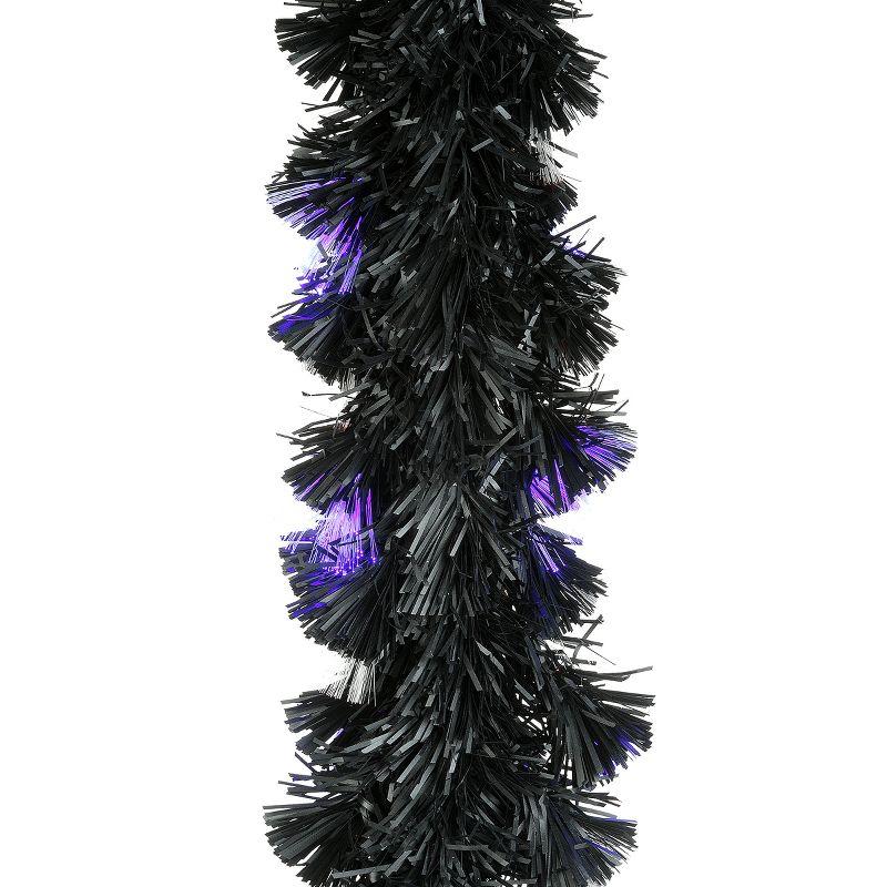 National Tree Company 9 ft. Black Fiber Optic Garland with Purple and Orange Lights