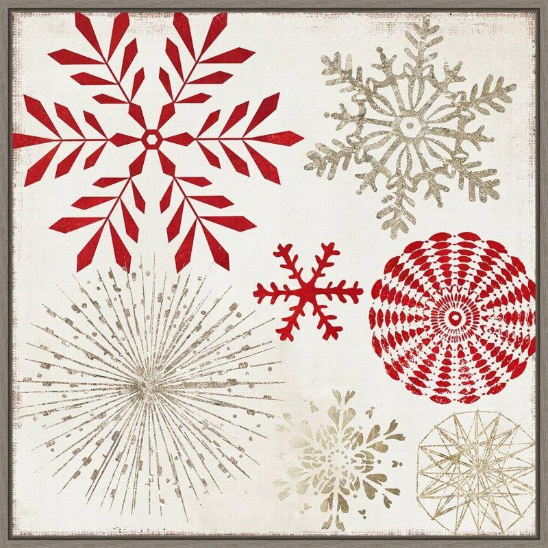 22" x 22" Christmas Snowflakes I Framed Wall Canvas - Amanti Art: Seasonal Decor, PI Studio Design